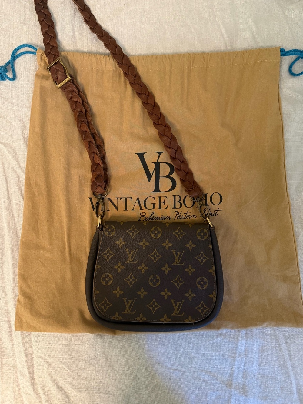The Odyssey - Vintage BOHO Monogram Crossbody Bag in Brown - Picture 3 of 10